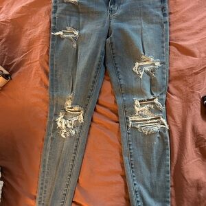 American Eagle Outfitters Ripped Blue Skinny Jeans